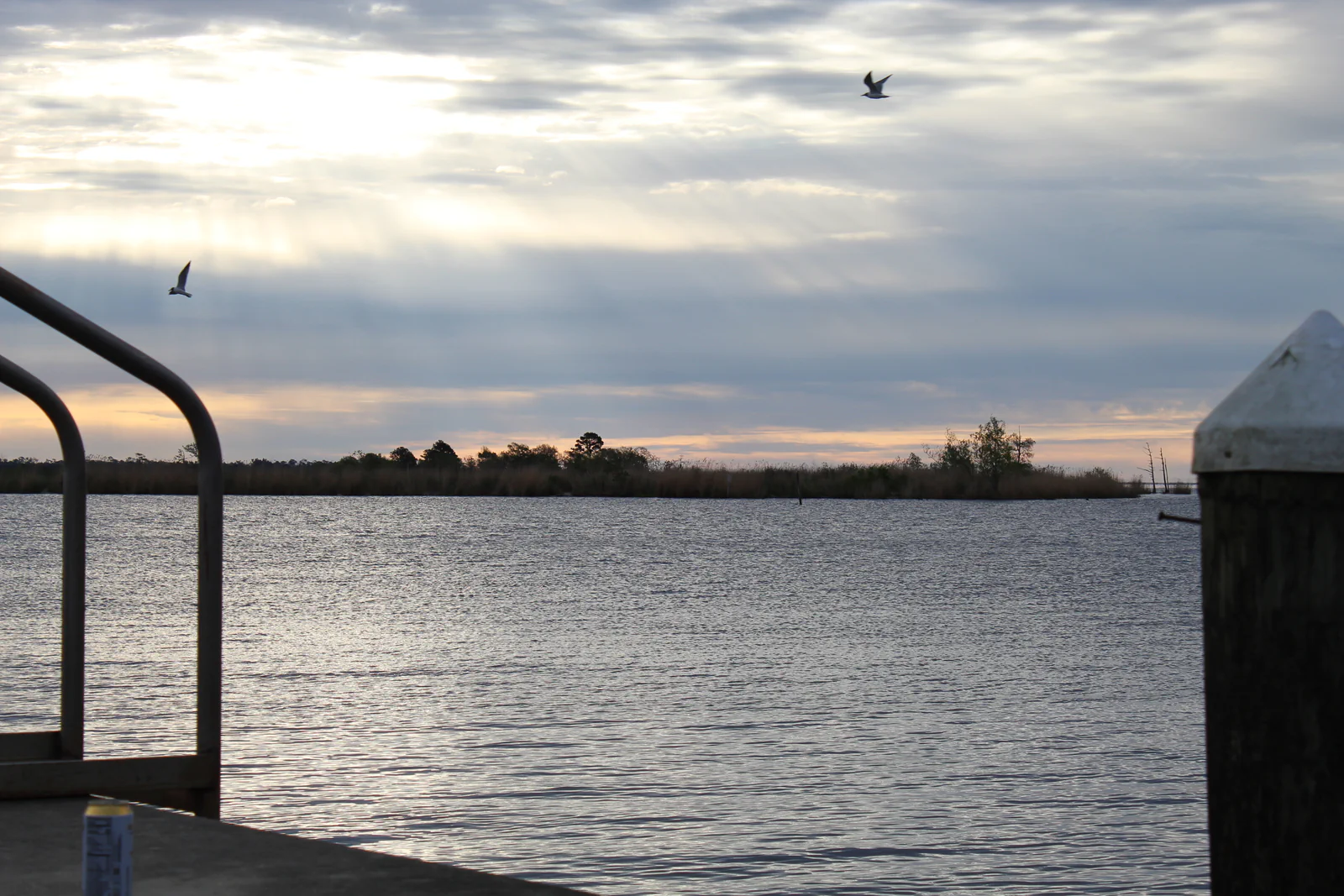Choppy marsh water and evening sky in Southeast Louisiana